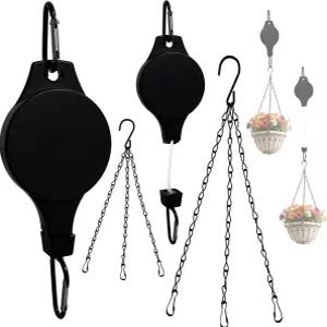 체인 식물 걸이용 도르래 야외 실내 바구니 걸이 22파운드 용량(4Pc)의 업그레이드된 헤비 듀티 리트랙터블