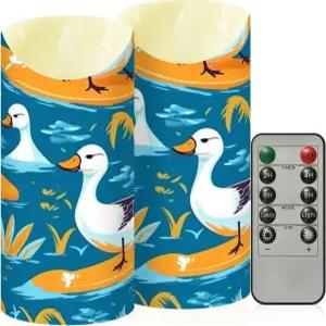 원격 타이머가 있는 스케이트보드 불 없는 양초를 연주하는 알라자 덕 LED 깜빡임 배터리 작동 전기 기둥