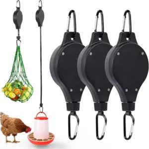 BJADE의 풀리 행거 3팩 걸이식 닭 모이통용 새장 액세서리 조절 가능한 물뿌리개 식물 갈고리