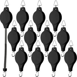 식물 걸이용 시메야오 12개 도르래 정원 바구니 냄비 새 모이통(블랙)용 무거운 접이식 후크