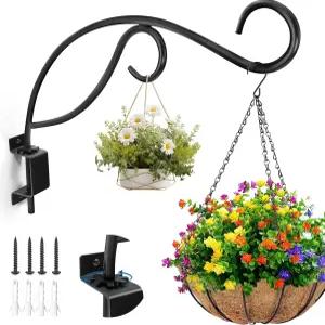 BAERFO 회전식 걸이식 식물 브래킷 야외 16인치 새 모이통 후크 더블 디자인 꽃바구니 랜턴 및 걸이용 헤비