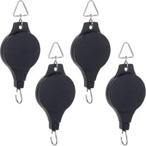 4팩 식물 풀리 접이식 행거 쉽게 닿을 수 있는 조절 가능한 높이 휠 무거운 실내 야외 정원 바구니 냄비 및