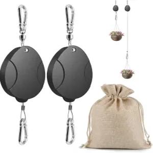 히스티리 2025 업그레이드된 접이식 식물 걸이 - 걸이용 대형 도르래 야외 조절 가능한 후크 정원 바구니