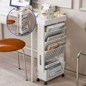 쌍문상회 실용적인 북카트 5단 이동식 책장 바퀴 수납 북트롤리