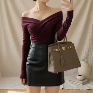 [옷자락]여성 봄가을 슬림 오프숄더 긴팔 니트웨어