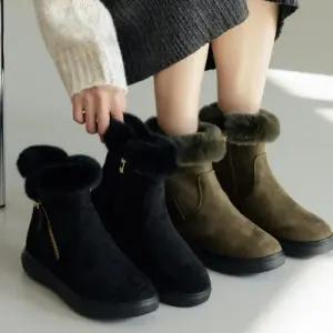 [옷자락]여자 인조퍼 스웨이드 옆지퍼 통굽 앵클부츠