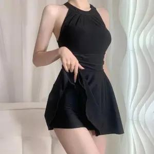 [옷자락]여자 홀터넥 셔링 플레어 스커트 체형커버 원피스 수영복