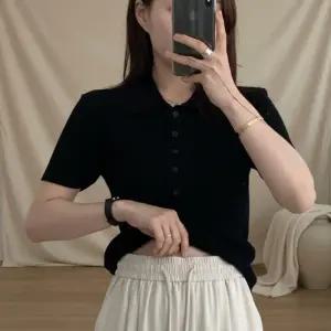 [옷자락]여성 데일리 슬림핏 반팔 폴로 니트티