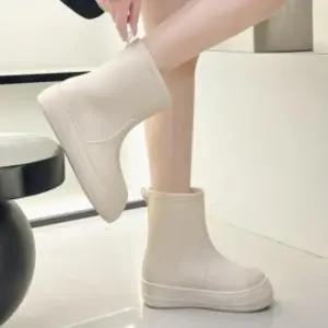 [옷자락]여성 심플 기본 중간 길이 일상용 레인부츠