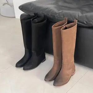 [옷자락]여자 데일리 캐주얼 스웨이드 플랫 니하이 롱부츠