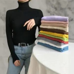 [옷자락]여성 골지 폴라 레이어드 기본 긴팔 니트 티셔츠