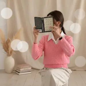 [옷자락]여성 꽈배기 브이넥 데일리 니트 세트 핑크 옐로우