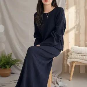 [옷자락]여성 박시 꽈배기 니트와 일자핏 스커트 세트