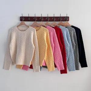 [옷자락]여성 언발란스 꽈배기 니트 나그랑 라운드넥 7색상 스웨터