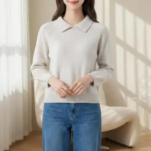 [옷자락]여성 카라넥 기본 긴팔 니트  혼합 티셔츠