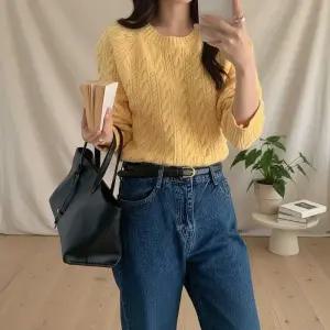 [옷자락]여성 언발 꽈배기 니트 나그랑 라운드넥 7컬러