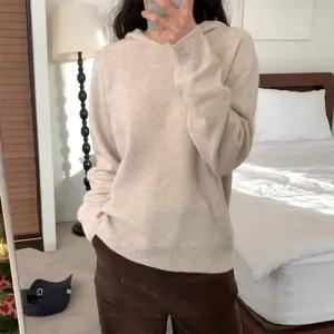 [옷자락]여성 메리노울 부드러운 긴팔 후드티 기본 겨울 봄 니트