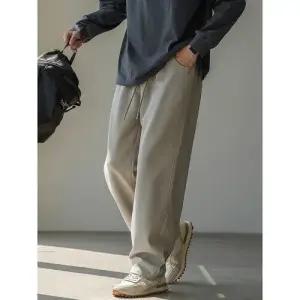 바지 남친 면 캐주얼 빈티지 가을 밴딩 커브 체크 스트레이트 혼방 BE3