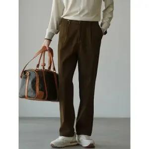 가을 캐주얼 빈티지 팬츠 남사친 면 스트레이트 통기성 플리츠 대칭 엄선된 BE3