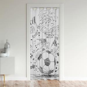 축구 프라이버시 도어 커튼, 침실용 스포츠 게임 암막 출입구 깃발 네트워크 손으로 그린 스케치 드레이프, 룸 디바이더 화이트 블랙(1 패널, 42인치 X 80인치)