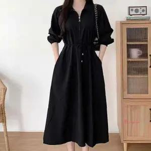 캐주얼 카라 롱원피스 스타일 오픈타입 앞지퍼klm353