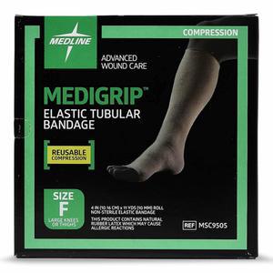 메드라인 메디그립 탄력 라텍스 튜브형 붕대, 사이즈 F, 4인치 W(10cm), 큰 무릎과 중간 허벅지용 - 높은 압박 지지력, 및 편안함