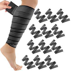 다리용 시후드 압박 붕대 랩, 탄력 있는 종아리 슬리브 발목 지지대, 남녀 안정 인대, , 스포츠용 조절 가능한 플러스 사이즈(12피스, 71인치)