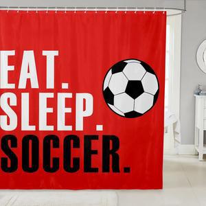 필유 축구 샤워 커튼 세트 - 여성 및 남성용 축구공 스포츠 빨간색 72
