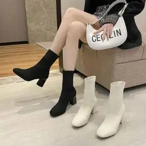 숏부츠 여성 니트재질 숏 앵클부츠 삭스부츠 겨울부츠