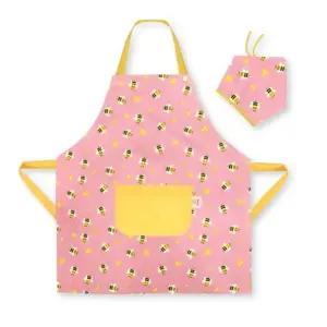국산 초등 앞치마 두건 세트 유아 방수앞치마 핑크