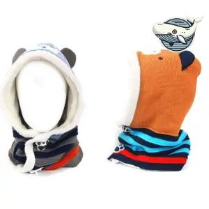 겨울 방한 어린이 후드넥 목도리 부드러운 tJQ2+4oDn