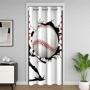 필유 야구 옷장 도어 커버 커튼 포 리빙 34x80 인치 1 패널 볼 게임 커튼, 출입구 프라이버시 선수를 위한 30%-50% 암막 스포츠 테마 도어, 윈도우 장식