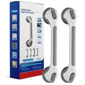 테일링크 욕조 및 샤워용 바 2팩 샤워 핸들, 노약자용 헤비 듀티 흡입 목욕 핸드레일, 욕실 안전 그립 드릴링 방수 탈착식, 회색