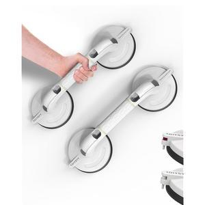 석션 컵 샤워 그립 바, 욕조 및 샤워용 265파운드 헤비 듀티 안전 표시기가 있는 노드릴 핸들, 글로우, 핏 시니어 핸디캡, 2팩