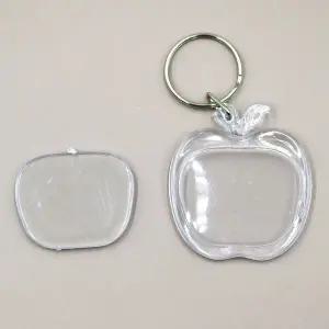 아크릴 액자 열쇠고리 사과 모양 증사홀더 키링 투명