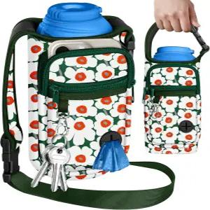 토키 휴대용 강아지 물병 캐리어 가방 PupFlask 27oz - 휴대폰 포켓 스트랩이 있는 여행용 지갑 쉬운 도보