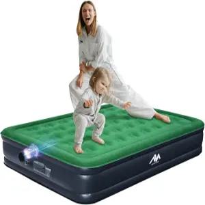 충전식 및 탈착식 펌프가 내장된 아야마야 퀸 캠핑 에어 매트리스 10인치 높이의 풍선 블로우 업 에어베드