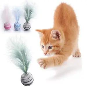 깃털공 장난감 고양이 강아지 깃털 던지기 교육 놀이