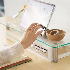 [셀러에이드]강화 모니터 받침대 데스크탑 모니터 선반 컴퓨터 책상 유리 높이