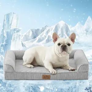 쿨링 도그 침대 측면이 있는 정형외과 폼 탈착식 세척 가능한 커버 및 방수 안감 논스키드 바텀 소형견을