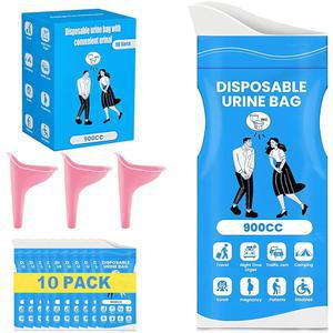 10, 여성 소변 깔때기로 일회용 봉투 - 캠핑, 하이킹, 교통 체증, 남녀 공용 구토 900ml 휴대용 봉투, 냄새 없는 사용을 위한 흡수 스펀지