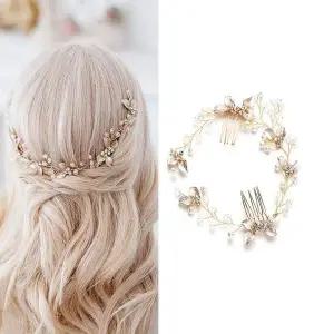 [오너클랜]진주잎머리띠 헤어 액세서리 여성 웨딩 티아라 장식품