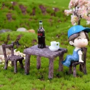 [오너클랜]미니의자탁자 목재 느낌 탁자 미니 정원 조경 DIY