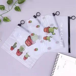 [오너클랜]연필케이스 선인장 PVC 방수 연필 케이스 투명 문구