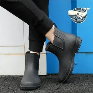 남성 방수 캐주얼 레인부츠 심플 디자인 키높이 wjv6+4zdK