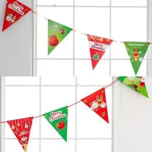 [오너클랜]페이퍼 크리스마스 삼각가랜드 3종 연말 장식 가랜드