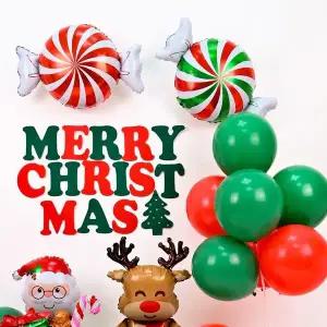 [오너클랜]크리스마스은박풍선(줄무늬사탕)