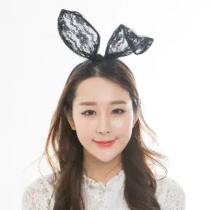 [오너클랜]레이스토끼머리띠(블랙) 파티용품 동물 머리띠