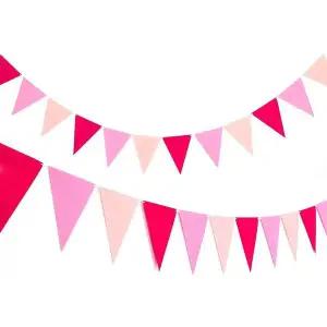 [오너클랜]펠트 삼각 파티 가랜드 핑크패턴 생일 축하 기념일