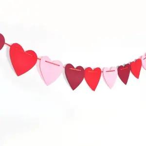 [오너클랜]펠트 하트 가랜드 소형 A타입3색 생일 배너 파티 소품